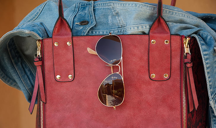 чанта, слънчеви очила, яке, облекло, мода