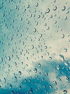 pad, kapljice, vode, kiša, plava