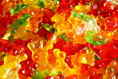 Gummibärchen, Gummi bears, gommes de fruits, ours, douceur, coloré, Couleur