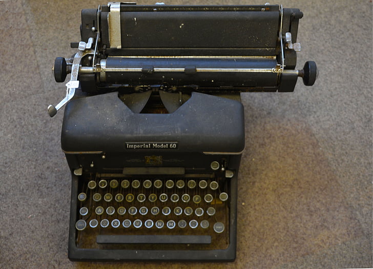 psací stroj, ročník, Retro psací stroj, staré, Retro, typ, starožitnost