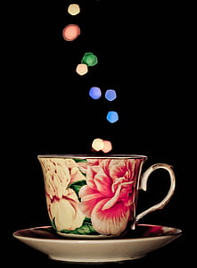 Κύπελλο, κούπα, τσάι, bokeh, φώτα, ποτό, θερμότητα - θερμοκρασία