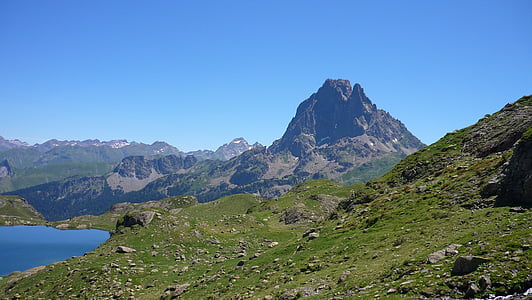 hegyi, Pyrénées, Franciaország, tó, táj, magas hegy, túrázás
