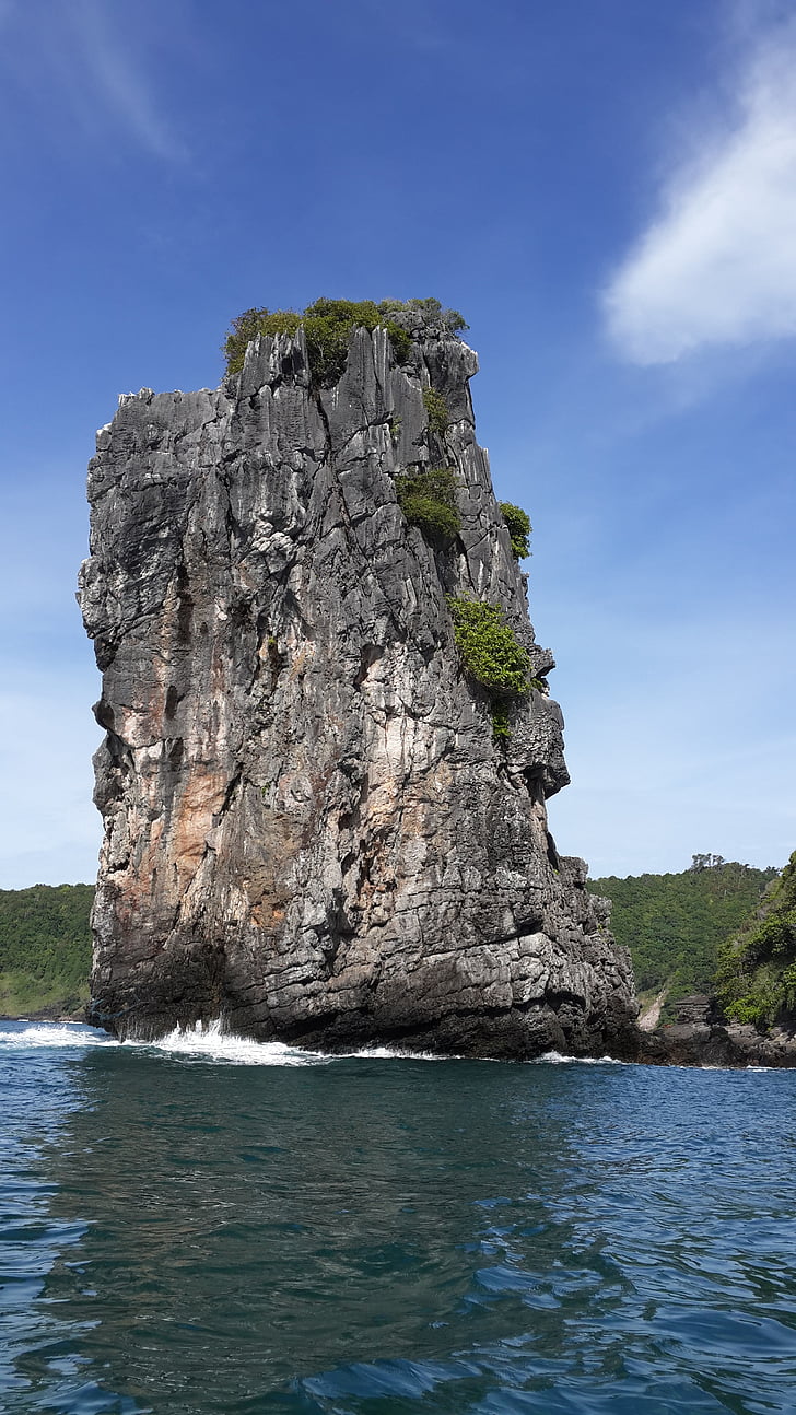 island gulf of thailand, rock, sea, island, wave, stones, beauty