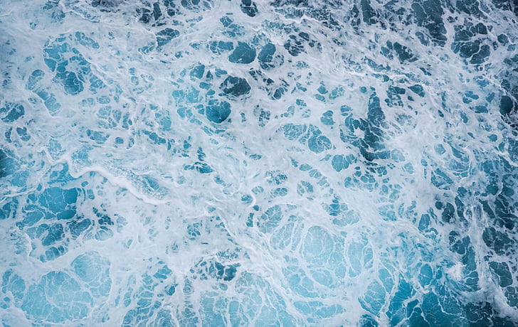 water, waves, background, white, blue, splash, bubble