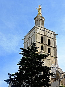 Torre, Iglesia, Spire, piedra, estatua de, alto, arquitectura
