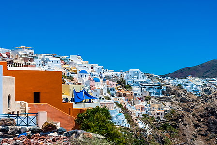 Grieķija, Santorini, saule, svētku dienas, mākoņi, debesis, ainava