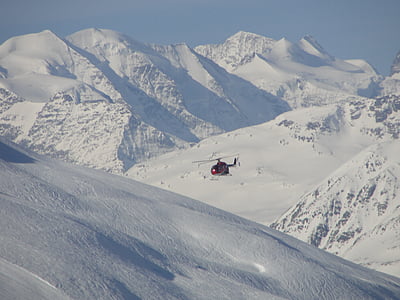 直升机, 阿尔卑斯山, 雪, 山脉, 冬天, 滑雪板, 意大利