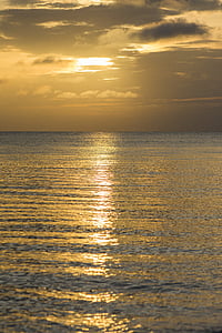 Sonnenuntergang, Meer, Gold, Licht, werden, Kuba, Spiegelung