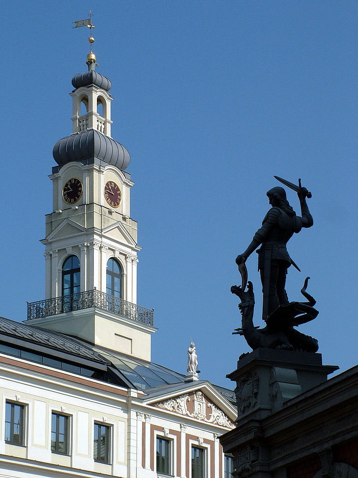 Lettország, Riga, épület, városháza, építészet, templom, híres hely