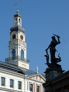 Lettonie, Riga, bâtiment, Hôtel de ville, architecture, Église, célèbre place