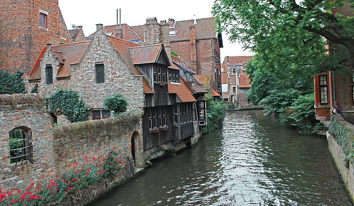 Belgicko, Bruges, stredovek, romantické, historicky, fasáda, budova