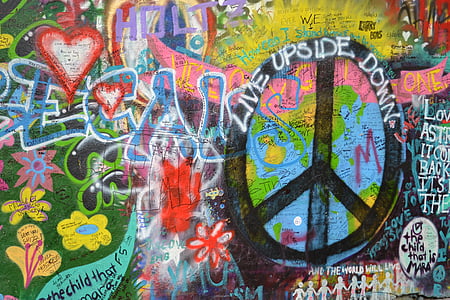 tembok Lennon, Praha, Cinta, grafiti, Street, perkotaan, Desain