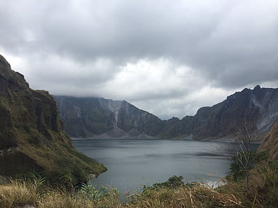 Filipíny, kráter, scenérie, Hora, Luzon, jezero, zelená