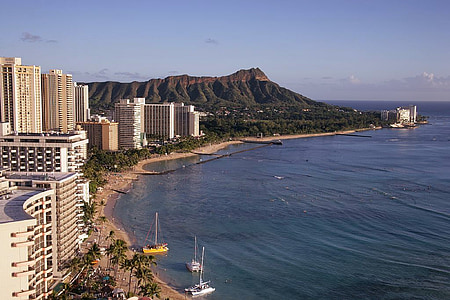 Honolulu, Hawaii, brīvdienas, brīvdiena, jūra, okeāns, pludmale