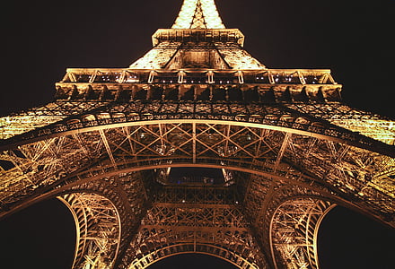 arsitektur, seni, bangunan, Menara Eiffel, Landmark, sudut rendah ditembak, Monumen