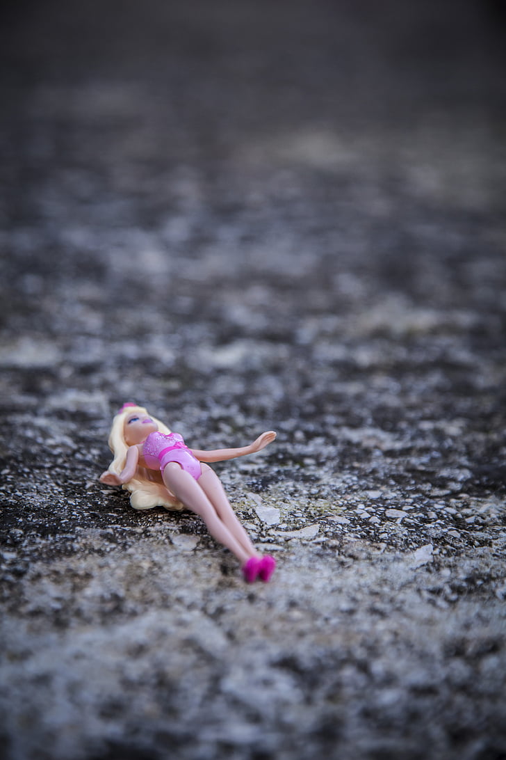 doll, cement, game, pink, girl, selective focus, pink color