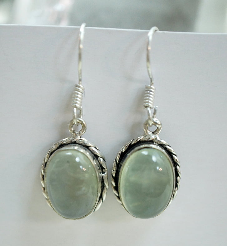 jewelry, prehnite, green, sterling silver, earrings, stone, gem