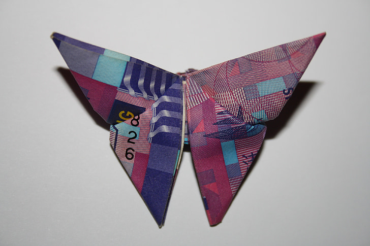 Dólar, Hong kong, borboleta, Origami, Hong, Kong, moeda