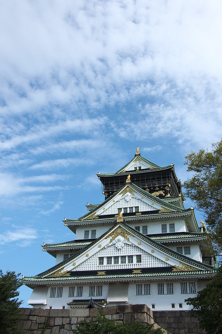 Osaka, slott, Japanska, arkitektur, resor, Heritage, traditionella
