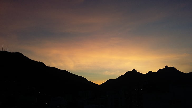 montaña, colina, puesta de sol, nubes, Eventide, cielo