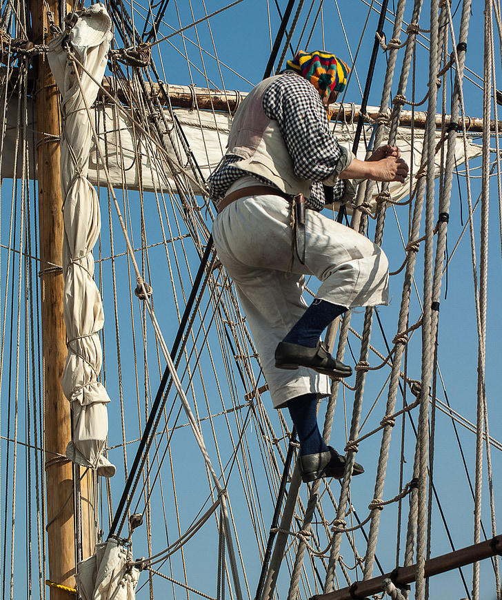 marin, sailboat, rope ladder, sailing, boat, ship