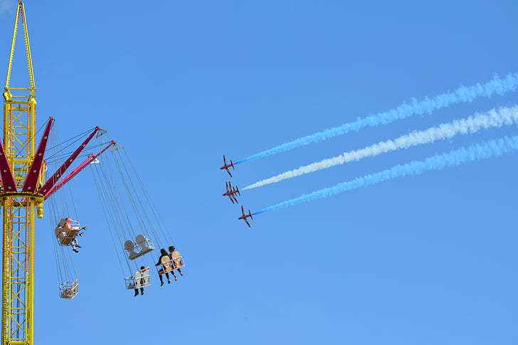 Jet, rouge, flèches, Airshow, Flying, véhicule aérien, Stunt