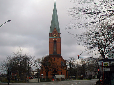Iglesia, pequeño pueblo, edificio, Alemania, campanario, arquitectura