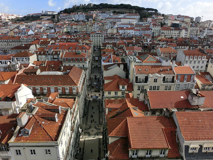 리스본, 포르투갈, 지붕, 오래 된 도시, 도시, 리스보아