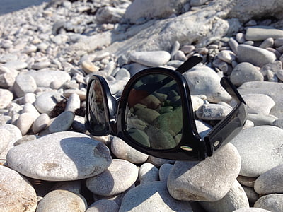 ray ban, glasses, sun glasses, beach, summer, rock - Object
