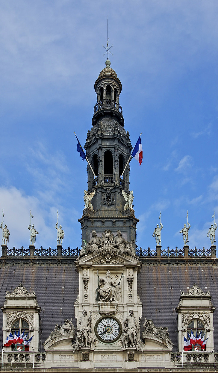 tårn, City hall, Paris, Tower, arkitektur, monument, bygning
