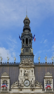 turret, city hall, paris, tower, architecture, monument, building