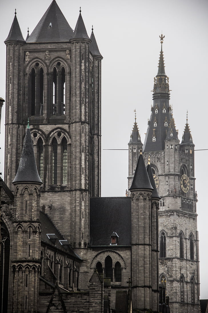 klokketårnet Gent, gulltriangelet, kirke, kirketårnet, arkitektur, Center, bygge