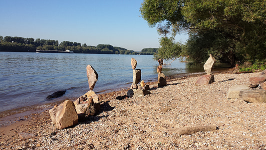 Каменна Скулптура, Рейн, плаж, скулптура