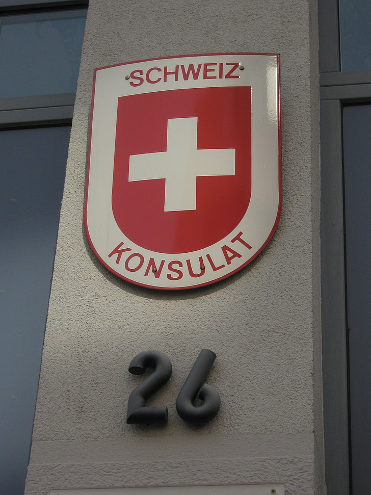 shield, coat of arms, consulate, representation, switzerland, number, house number