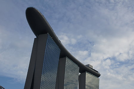η περιοχή Marina bay, Σιγκαπούρη, αρχιτεκτονική, ουρανοξύστες, γυάλινες προσόψεις, μοντέρνο, γυαλί