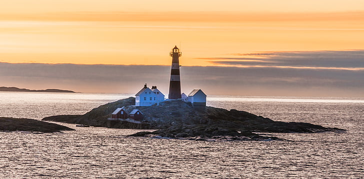 Norra saar, kivine, Sunset, Lighthouse, arhitektuur, vee, maastik