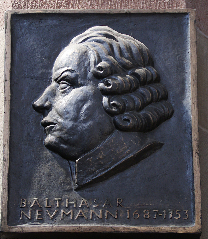 Balthasar neumann, placa conmemorativa, 1687, 1753, Würzburg, maestros constructores, barroca