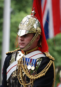 uniforme, ménage, cavalerie, soldat, l’Angleterre, gros plan, armure