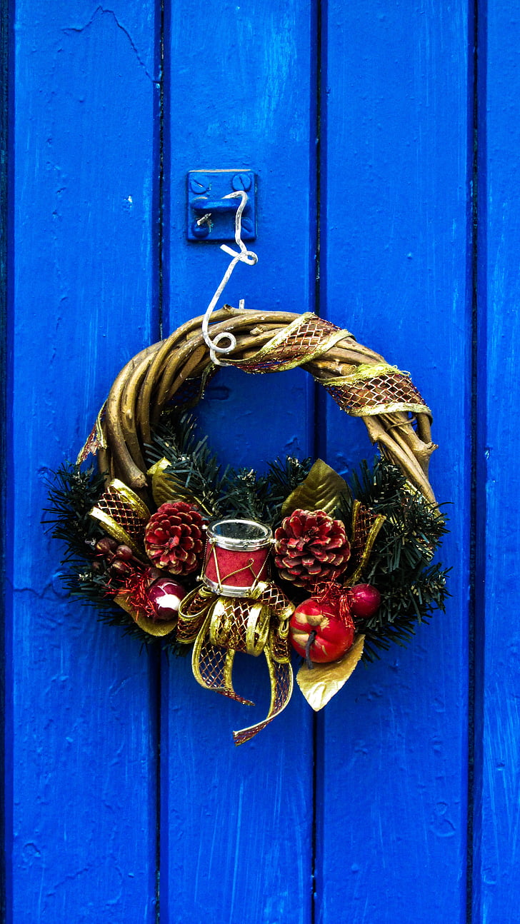 πόρτα, Χριστούγεννα, σεζόν, Ενοικιαζόμενα, διακόσμηση, Δεκέμβριος, παραδοσιακό