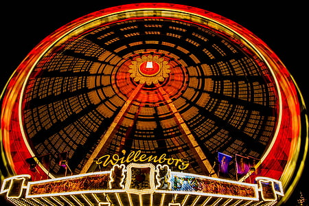 luči, hamburger dom, panoramsko kolo Wiener Riesenrad, Hamburg, folk festival, vožnja, pošteno