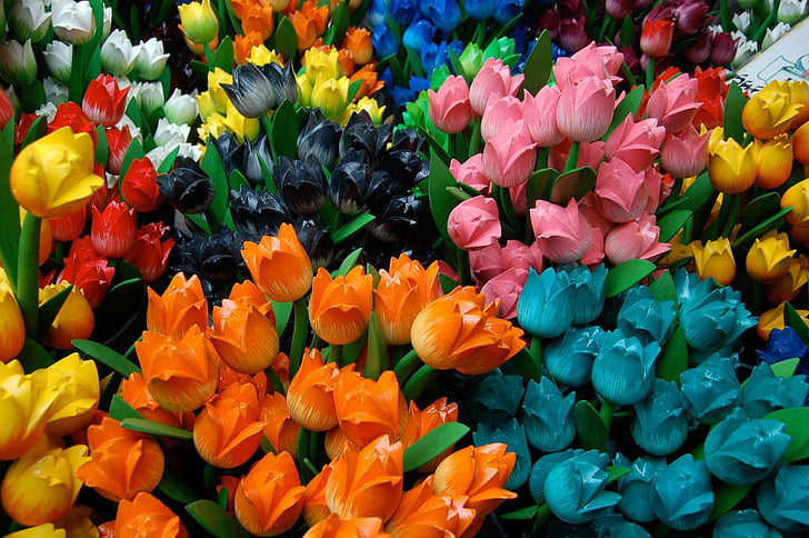 tulipes, tulipes néerlandaises, tulipes artificielles, fleurs artificielles, fleurs de faux, bouquet de tulipes, Tulipa