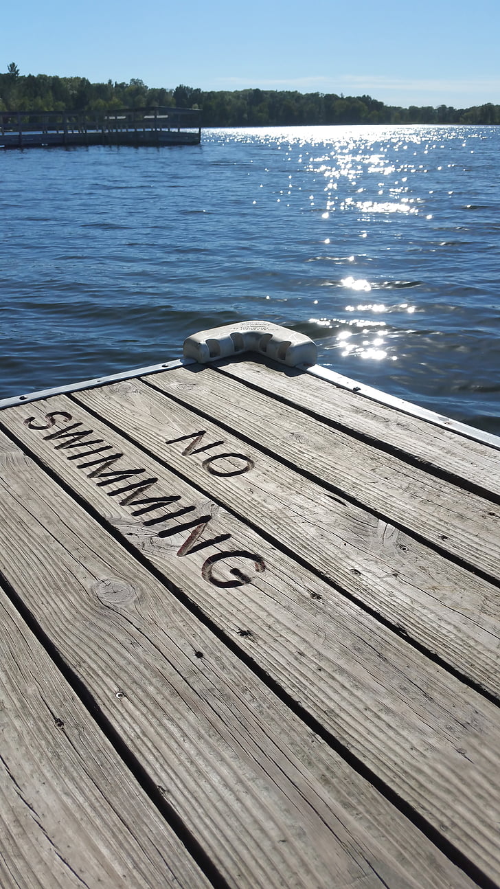 Jezioro, Stacja dokująca, jesień, Latem, zakaz kąpieli, drewno, North shore
