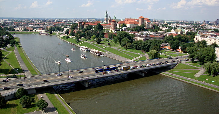 Krakov, Poljska, Wawel, grad, iz zraka, spomenik
