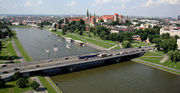 Krakkó, Lengyelország, Wawel, Castle, légi, emlékmű