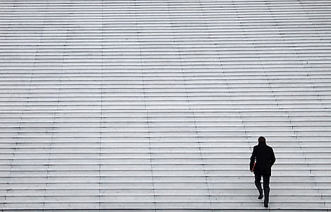 kāpnes, vientulība, staigāt, cilvēki, sievietes, vienai personai, pilsētas skatuves
