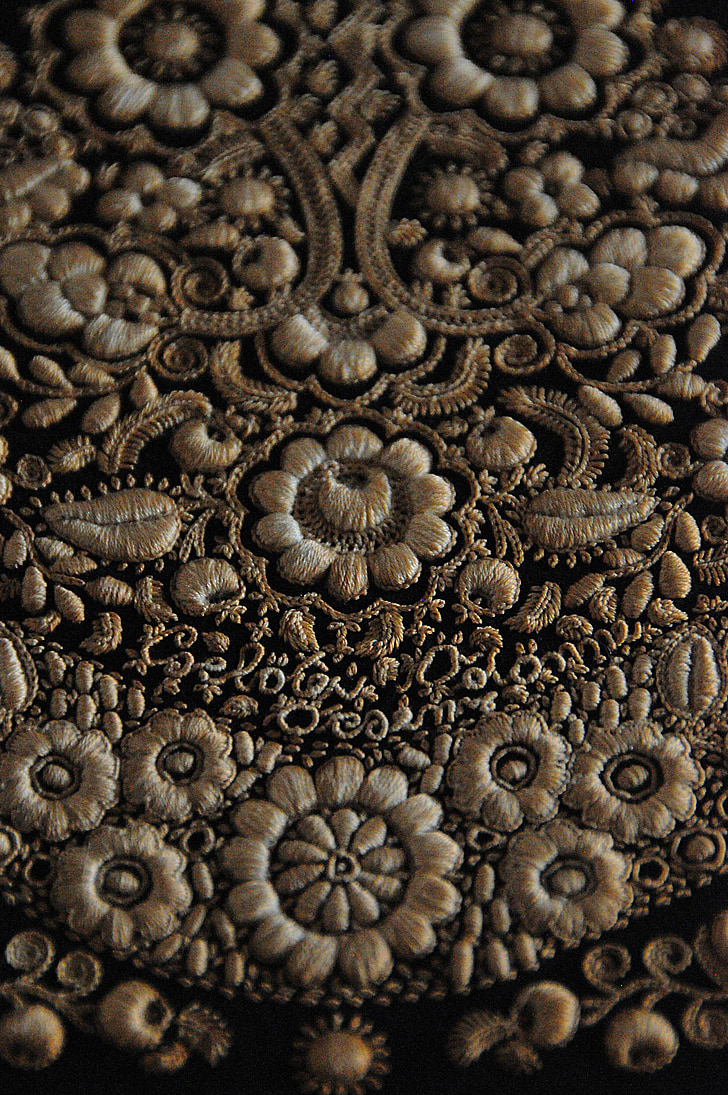 tekstil, tenunan sendiri, sárközi, hitam, bunga, gelap, sampel
