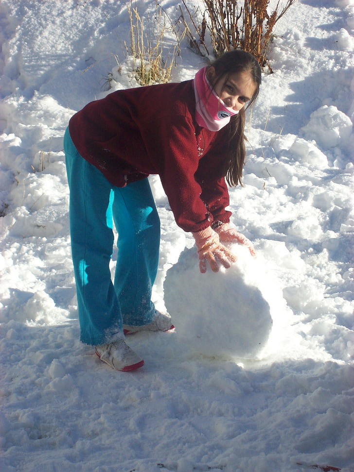 หิมะ, เด็ก, ลูกบอลหิมะ, เล่น