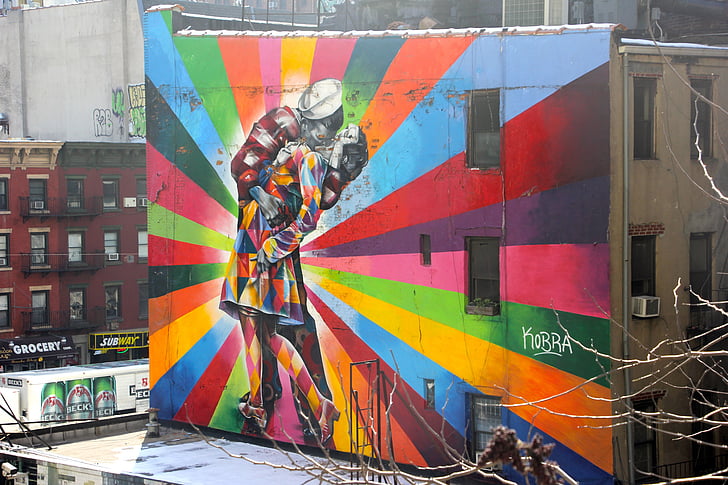 Nova york, graffiti, art urbà, disseny, paret, EUA, símbol