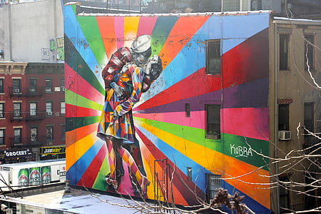 New york, graffiti, pouliční umění, návrh, zeď, Spojené státy americké, symbol
