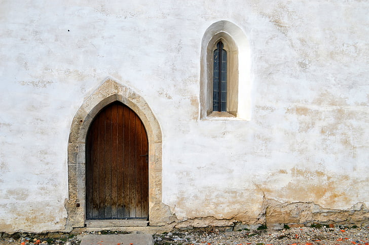 slovakia, devin, door, window, gothic, architecture, cathedral